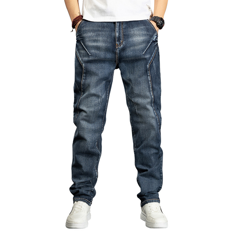 Nyári ultravékony varrásos farmernadrág férfi extra nagy méretű rugalmas nadrág zsíros zsíros testvéreknek karcsúsító férfi nadrág