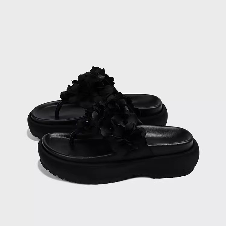 2025 Új Stílusú, Virágmintás, Vastag Talpú, Éksarkú Papucs, Divatos, Kerek Orrú, Masni Csomós, Egysoros, Kívüli Ruházat, Női Papucsok