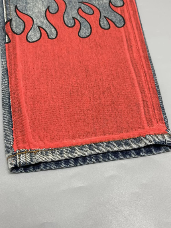 Mosott Vintage Kopott Graffiti Nyomtatású Férfi Farmer, Fényes, Szűkülő, Egyenes Hosszú Nadrág, Főutcai, Menő, Trendi