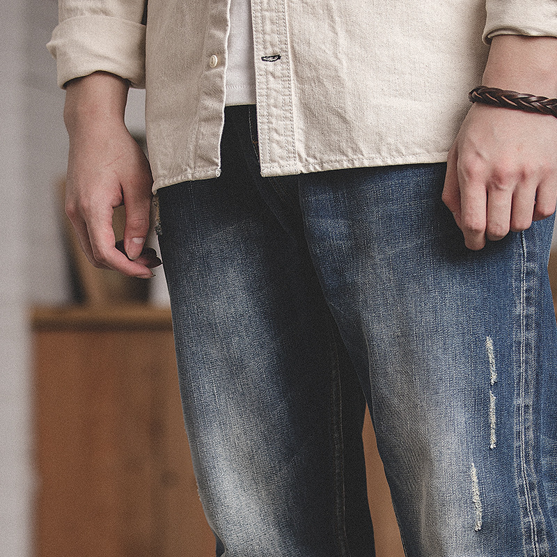 Madden Tooling Vintage poderane isprane traperice s crvenim ušima, uskog kroja, ravne jesenske stare kratke hlače za muškarce