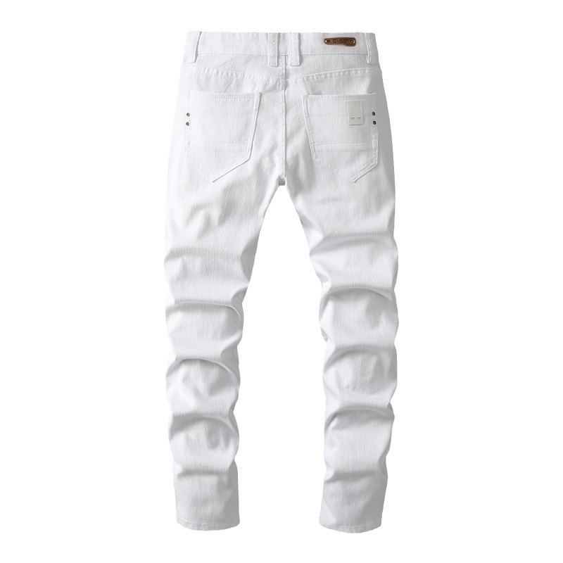 Tavaszi új divatos, egyszínű farmernadrág férfiaknak, trendi márka, friss stílusú ifjúsági rugalmas, egyenes, hosszú nadrág férfiaknak