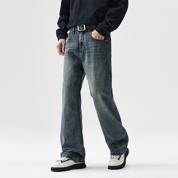 Amerikai stílusú High Street farmer, férfi retró, bő, széles szárú, ruffian, jóképű, lezser, mikroszarvas, hosszú nadrág, férfi hangulatos stílus, férfi ruházat