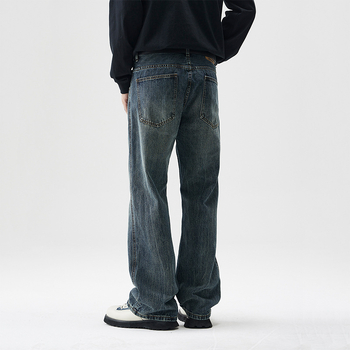 Amerikai stílusú High Street farmer, férfi retró, bő, széles szárú, ruffian, jóképű, lezser, mikroszarvas, hosszú nadrág, férfi hangulatos stílus, férfi ruházat