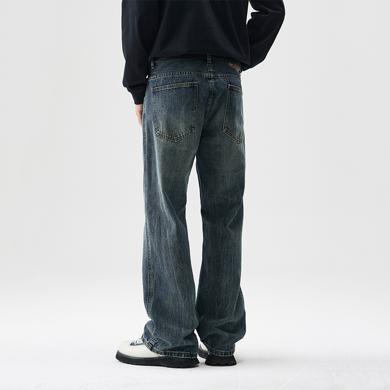 Amerikai stílusú High Street farmer, férfi retró, bő, széles szárú, ruffian, jóképű, lezser, mikroszarvas, hosszú nadrág, férfi hangulatos stílus, férfi ruházat