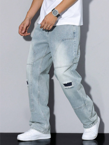 Amerikai stílusú retró szerszámos farmer férfi őszi mosott főutcai egyenes szabású laza új férfi nadrág