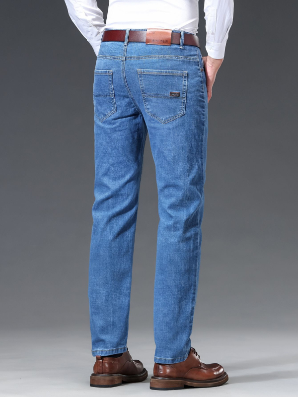 Nyári férfi farmer, vékony, egyenes szabású, hosszú nadrág, üzleti divat, sokoldalú, nyári, divatos, laza farmer