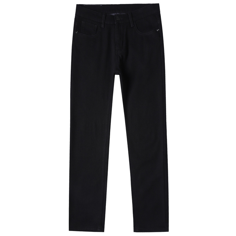 Őszi és téli farmer, férfi tiszta fekete polár bélésű, vastag, meleg Joker lezser nadrág, férfi nagykereskedelem, Guangzhou Xintang