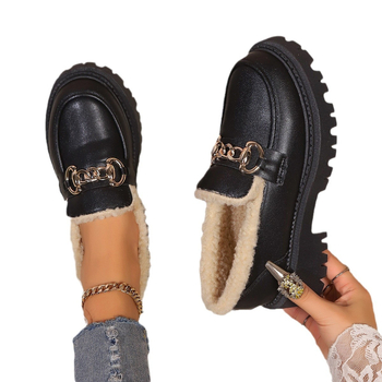 Brit stílusú, gyapjúval bélelt, kis cipők, női 2024-es őszi és téli új, meleg mokaszinok, bebújós, plus size pamutcipők