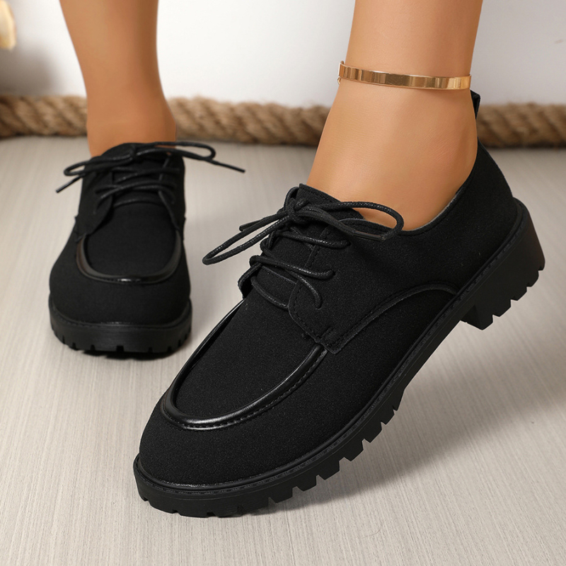 Női nagy méretű, vastag talpú mokaszinok tavaszra és őszre, új stílus vastag sarkú cipőkkel, fűzős, divatos, sokoldalú, kényelmes, brit stílusú, kis bőrcipők