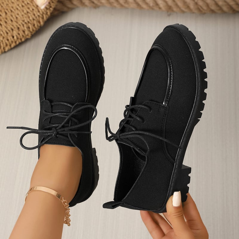 Női nagy méretű, vastag talpú mokaszinok tavaszra és őszre, új stílus vastag sarkú cipőkkel, fűzős, divatos, sokoldalú, kényelmes, brit stílusú, kis bőrcipők