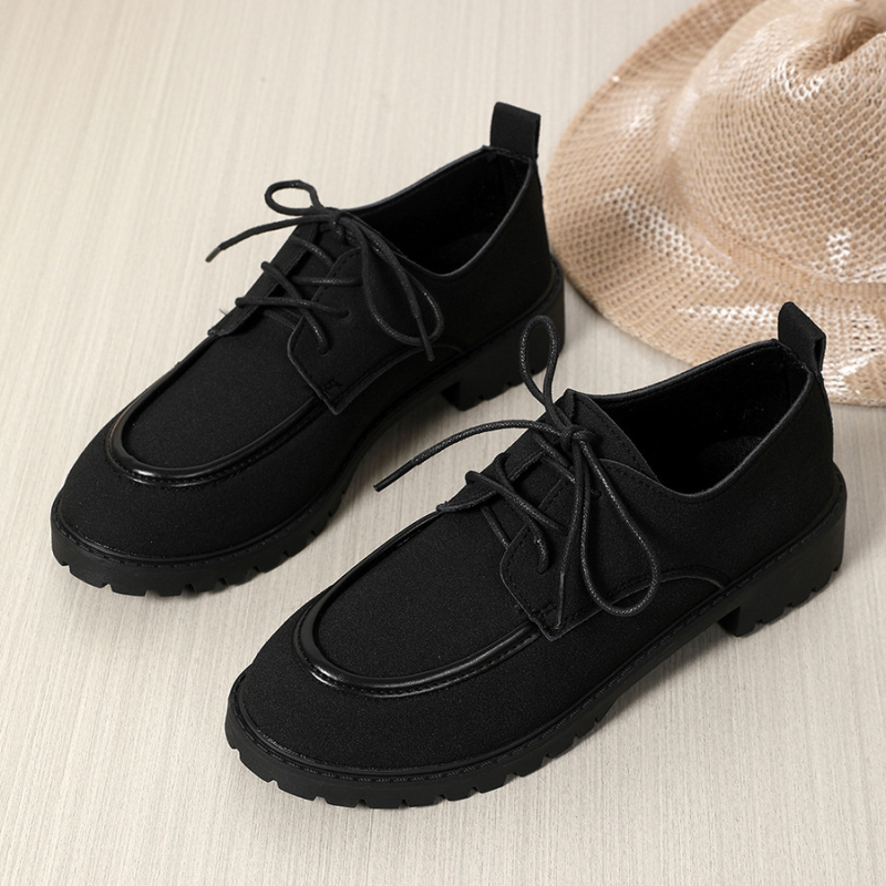 Női nagy méretű, vastag talpú mokaszinok tavaszra és őszre, új stílus vastag sarkú cipőkkel, fűzős, divatos, sokoldalú, kényelmes, brit stílusú, kis bőrcipők