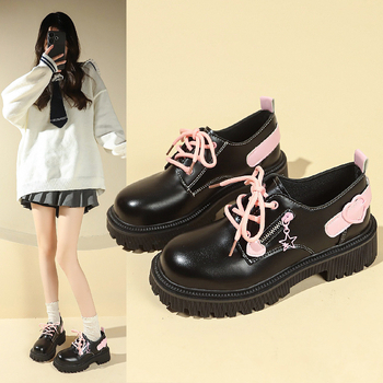 Gyári közvetlen eladás 2025 új tavaszi és őszi rózsaszín ifjúsági masnimintás szív alakú édes, hűvös, vastag talpú, sokoldalú, főiskolai divatos cipő lányoknak