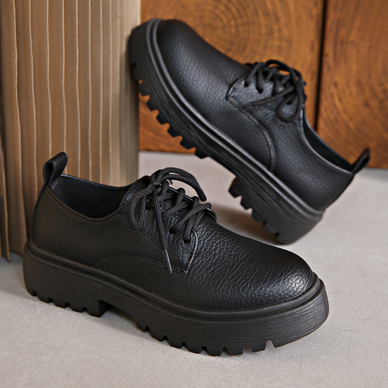 Határokon átnyúló új női brit stílusú vastag sarkú, kis bőrcipő nőknek, tavaszi vastag talpú, fűzős, hétköznapi vékony cipők az Amazonon