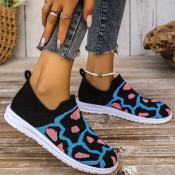 Γυναικεία παπούτσια από πλέγμα με πλέξη από ευρωπαϊκές και αμερικανικές εξαγωγές 2023, άνοιξη και φθινόπωρο, φλατ slip-on με στρογγυλή μύτη, για ζευγάρια, ελαφριά και αναπνεύσιμα.