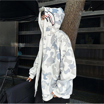 Trendi márkájú amerikai retro dupla kalapos álcázós férfi tavaszi és őszi bő páros kapucnis kardigán törölköző hímzett kabát