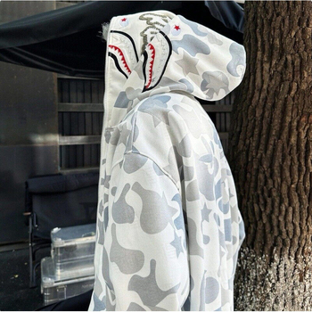 Модерен американски ретро камуфлажен пуловер с двойна шапка, мъжки пролетно-есенен широк кардиган с качулка, бродирано яке