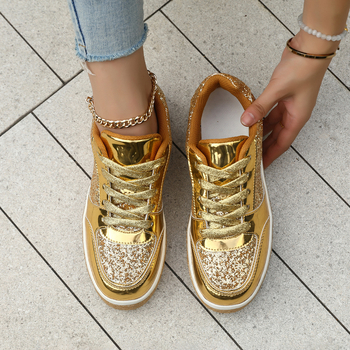 Moteriški laisvalaikio stiliaus madingi sportiniai bateliai su virve ir deimantais