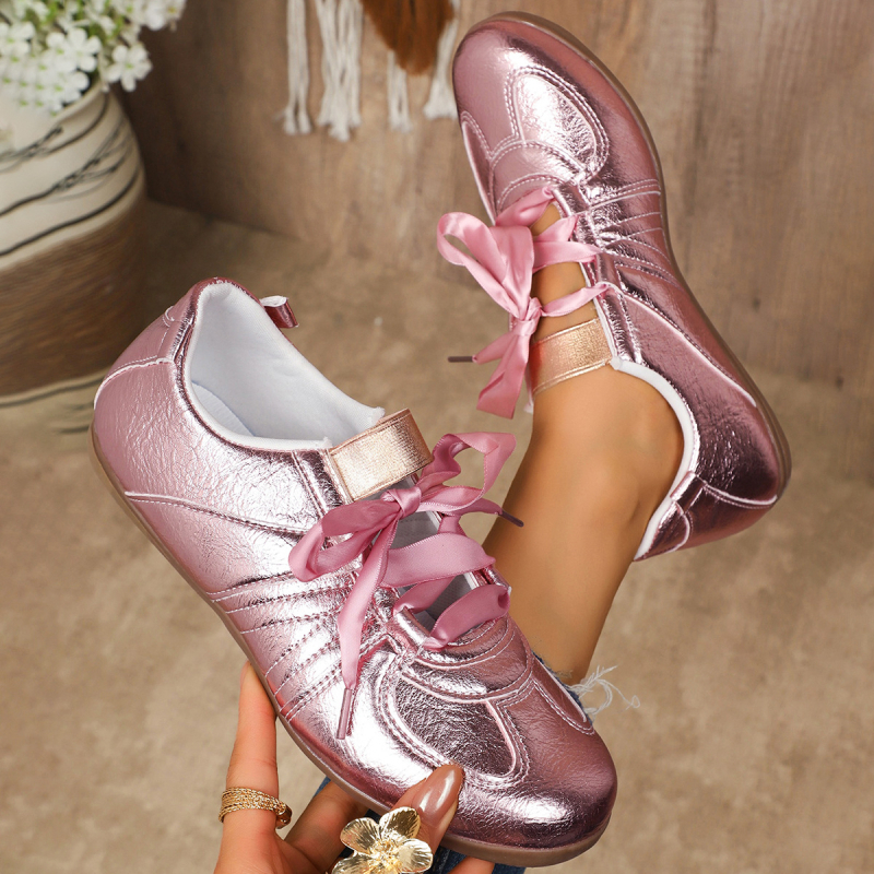 Sidabriniai suvarstomi „Moral“ treniruočių bateliai moterims 2025 m. pavasariui, nauji universalūs laisvalaikio bateliai, plokščiapadžiai, sportiniai bateliai su suvarstomais, dideli dydžiai