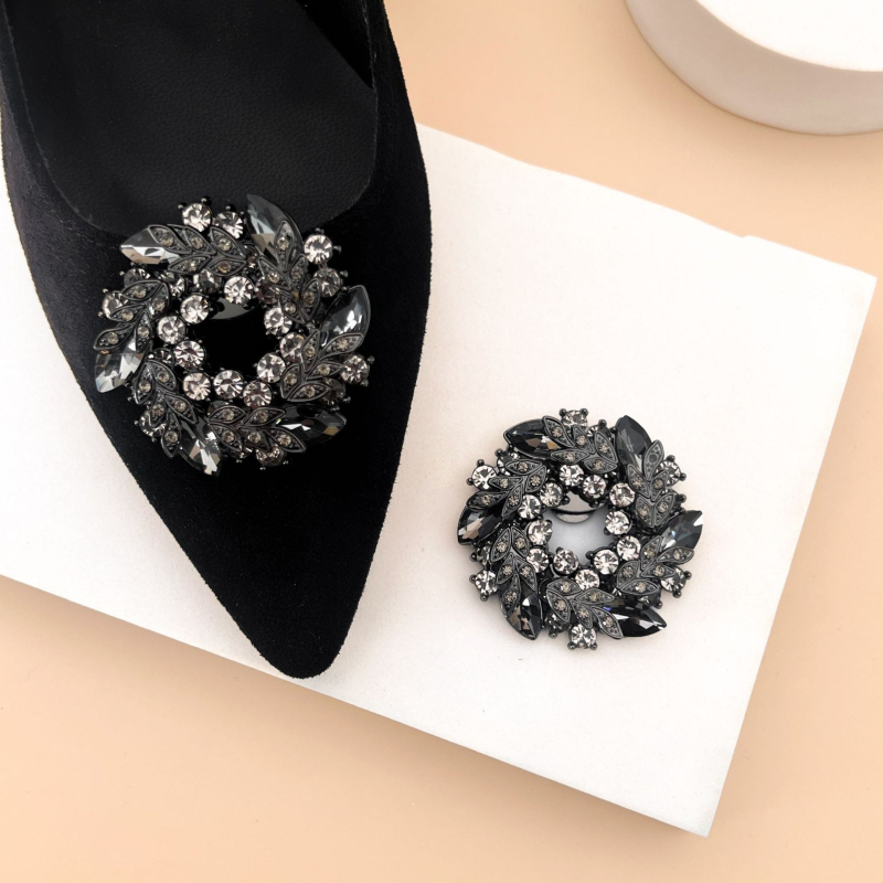 Batų segtukas su cirkoniais, kristalais ir gėlių dekoracijomis batams, papuošalams, drabužiams ir batų aksesuarams