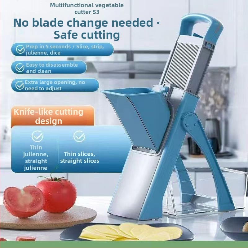 Piiriülene multifunktsionaalne köögiviljalõikur purustamiseks, viilutamiseks, tükeldamiseks, majapidamis- ja äriliseks riivimiseks, köögiköögiviljade lõikamise esemete hulgimüük