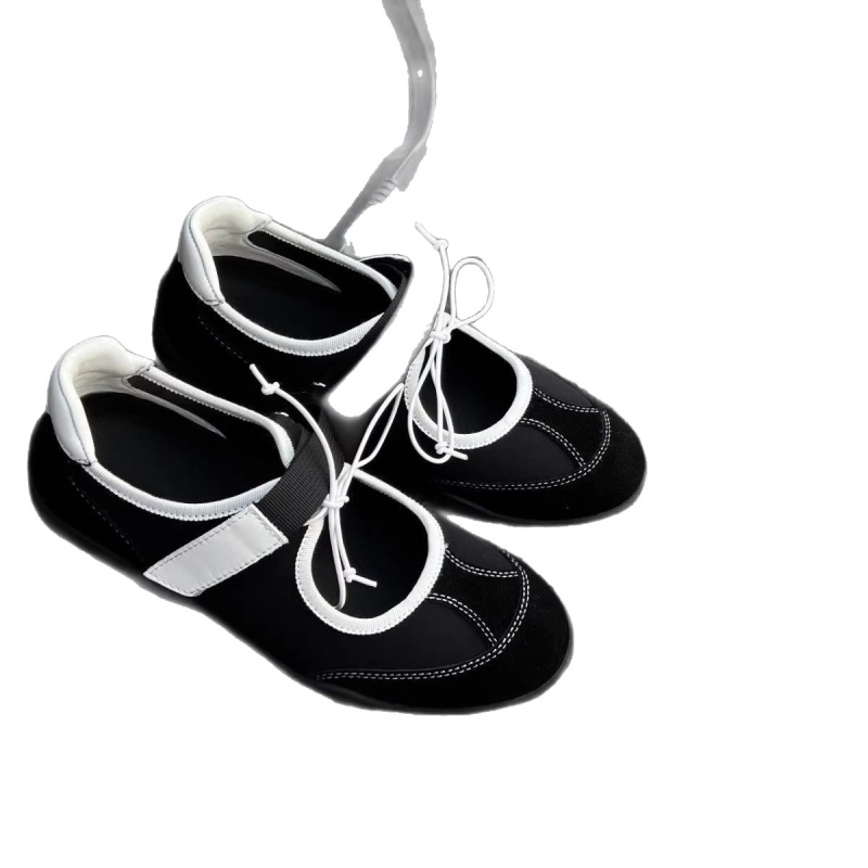 Szuper Sokoldalú ~ Lezser Színblokkos Sekély Szájú Mary Jane Cipők Női 2025 Nyári Új Sport Stílusú Vastag Talpú Balettcipők