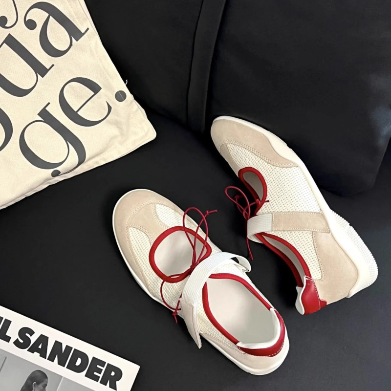 Szuper Sokoldalú ~ Lezser Színblokkos Sekély Szájú Mary Jane Cipők Női 2025 Nyári Új Sport Stílusú Vastag Talpú Balettcipők