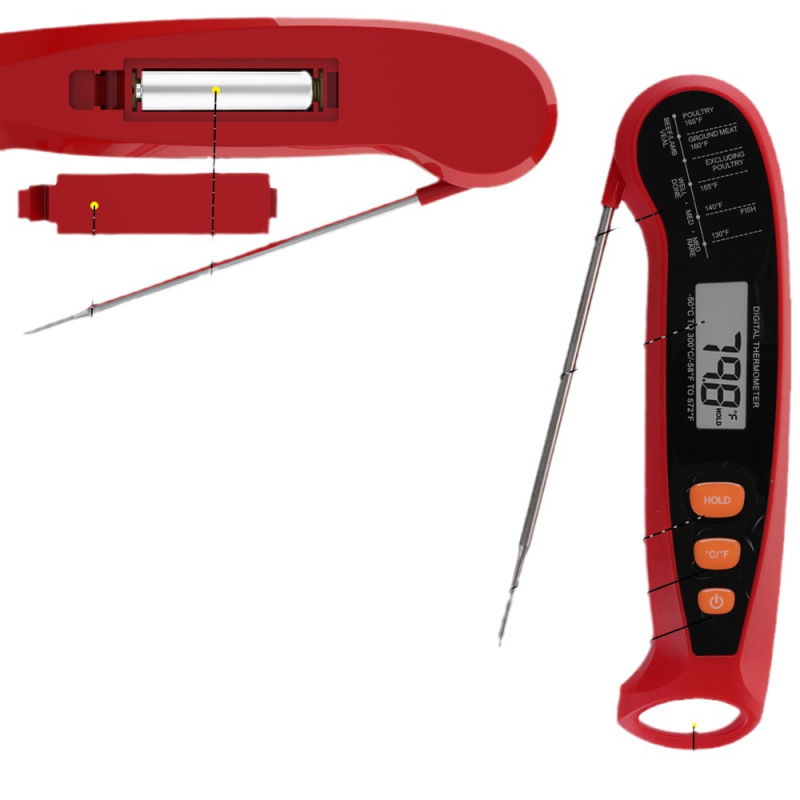 Virtuvės elektroninis kepsninės termometras iš nerūdijančio plieno, vandeniui atsparus sulankstomas maisto termometras, belaidis „Bluetooth“ maisto termometras