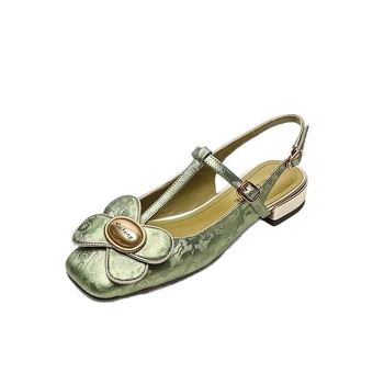 Γυναικεία Σανδάλια με Χαμηλό Τακούνι, Γαλλικά, Στυλ Νεράιδας, με Λουλούδια, Άνοιξη και Καλοκαίρι, Νέα, Άνοιξη-Καλοκαίρι, Νέα, Μονόστρωτα Παπούτσια Mary Jane με Τ-λουράκι, Πίσω, για Γυναίκες