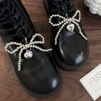 Sidabrinis karoliukų lankelis, meilės batų sagtis, madingas, universalus batų pakabukas, nišinis batų sagtis, batų aksesuarai