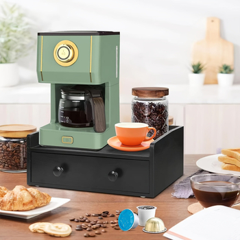 {One Piece for Hair} Fa fekete tárolódoboz Kávékapszula tárolódoboz Négyzet alakú hozzávalótartó fiókos doboz