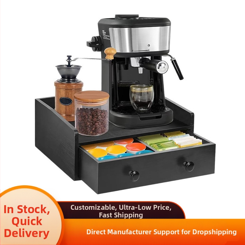 {One Piece for Hair} Fa fekete tárolódoboz Kávékapszula tárolódoboz Négyzet alakú hozzávalótartó fiókos doboz