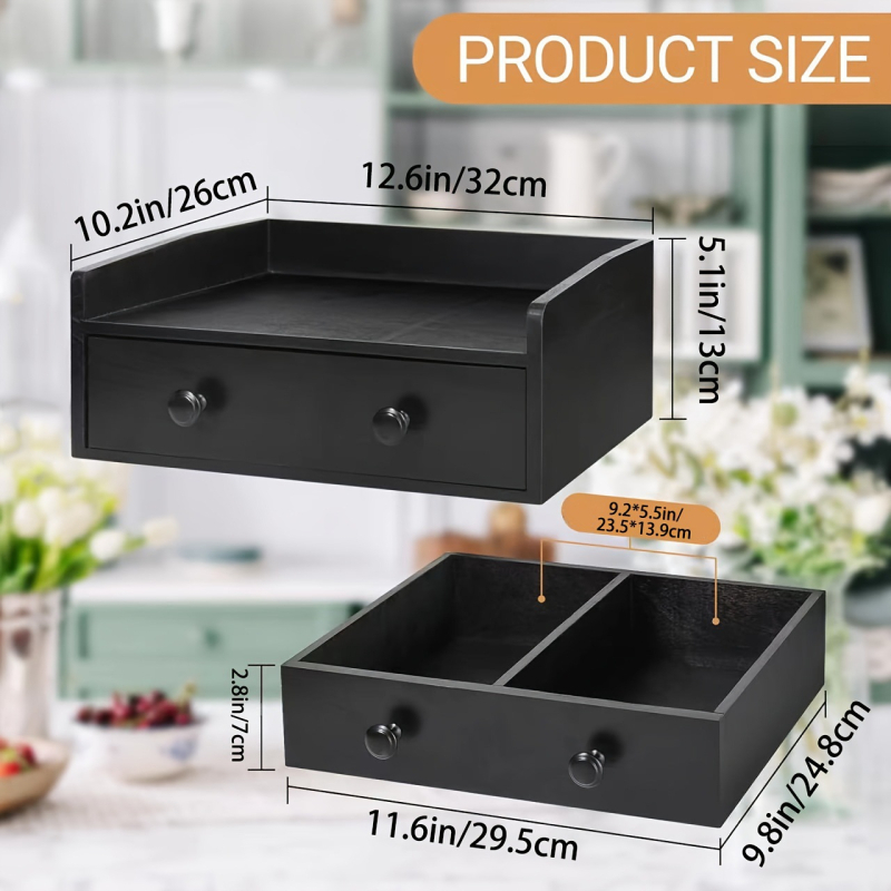 {One Piece for Hair} Fa fekete tárolódoboz Kávékapszula tárolódoboz Négyzet alakú hozzávalótartó fiókos doboz