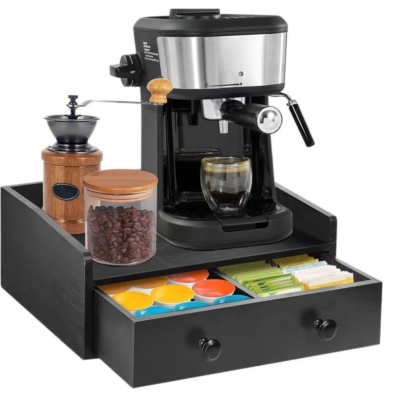 {One Piece for Hair} Fa fekete tárolódoboz Kávékapszula tárolódoboz Négyzet alakú hozzávalótartó fiókos doboz