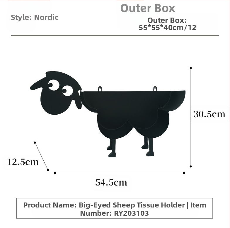Šiaurės šalių karšto popieriaus ritinėlių laikiklis, didmeninis metalinis geležinis stalinis servetėlių laikiklis, kūrybingas, didelės akies avių laikymo stovo dekoravimas