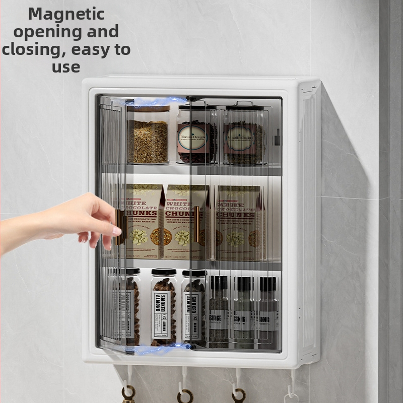 Стенен шкаф за съхранение без перфоратор, прахоустойчив, водоустойчив, тоалетен шкаф за съхранение на тоалетни принадлежности, кутия за съхранение на козметика