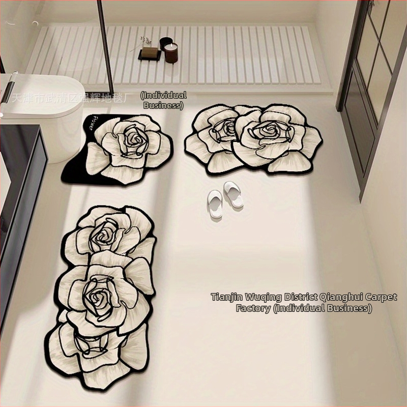 Трансгранични меки подови постелки от диатомови водорасли, бързосъхнещи и водоабсорбиращи постелки за врата, трикомпонентни подови постелки за тоалетна, противоплъзгащи постелки за баня, предлагани на едро