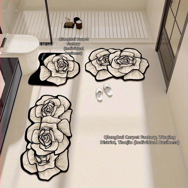 Трансгранични меки подови постелки от диатомови водорасли, бързосъхнещи и водоабсорбиращи постелки за врата, трикомпонентни подови постелки за тоалетна, противоплъзгащи постелки за баня, предлагани на едро