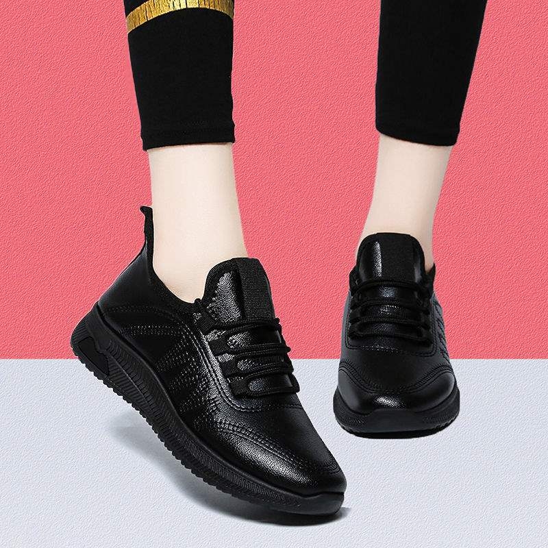 Juodi plokščiapadžiai minkštu padu, atsparūs vandeniui, atsparūs aliejui, neslystantys, ilgalaikiai stovimi batai, darbo batai, moteriški batai, profesionalūs darbo odiniai batai, moteriški batai