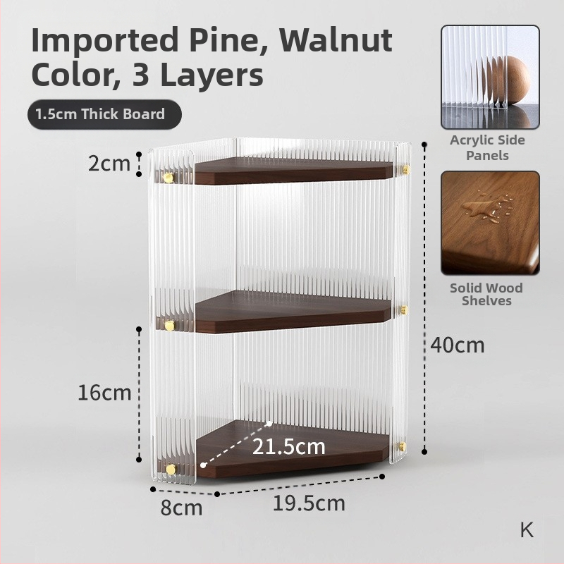 Sarok tömörfa háromszög tárolóállvány fürdőszobai mosdó kozmetikai fürdőszoba sarok könyvespolc akril tárolóállvány