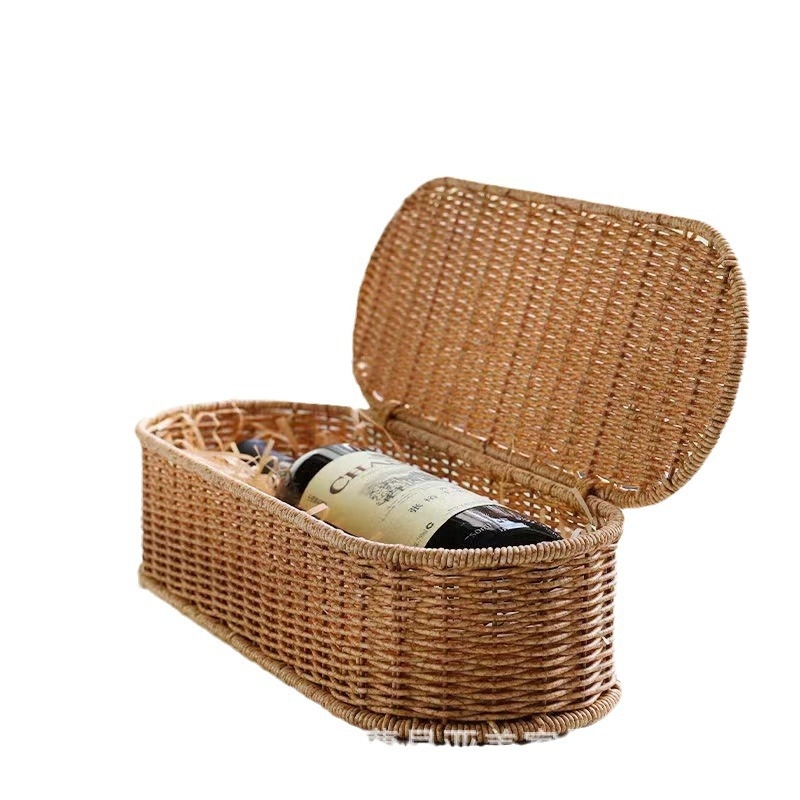 Japán stílusú, kézzel szőtt tárolókosár, kagylóhéj alakú vörösboros csomagolódoboz, esküvői bankett, ajándékcsomag, ajándékdoboz, uzsonnás tárolókosár