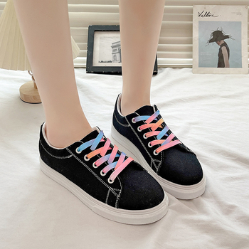 Lõuendikingad Naiste 2024. aasta uued lamedad tudengi vabaajajalatsid Korea stiilis ümara ninaga hingavad madala suuga valged kingad naistele