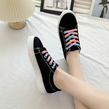 Lõuendikingad Naiste 2024. aasta uued lamedad tudengi vabaajajalatsid Korea stiilis ümara ninaga hingavad madala suuga valged kingad naistele