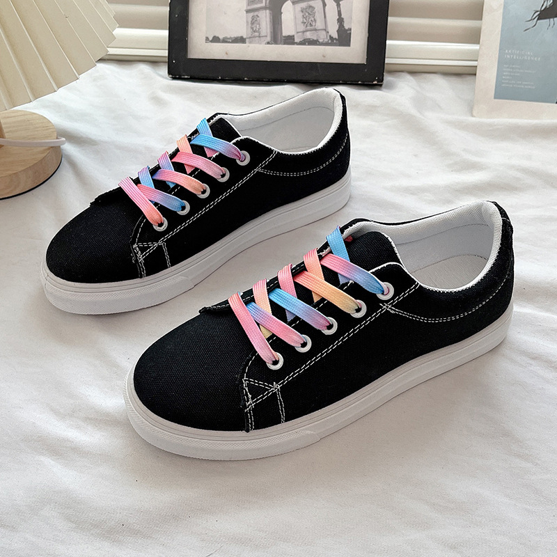 Lõuendikingad Naiste 2024. aasta uued lamedad tudengi vabaajajalatsid Korea stiilis ümara ninaga hingavad madala suuga valged kingad naistele