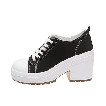 Γυναικεία casual παπούτσια με ψηλό τακούνι, άνοιξη και φθινόπωρο 2024, νέα άφιξη, στυλ Χονγκ Κονγκ, με αυξανόμενο ύψος, μοντέρνα, φοιτητικά παπούτσια, με χοντρή σόλα και κορδόνια, για όλες τις χρήσεις.