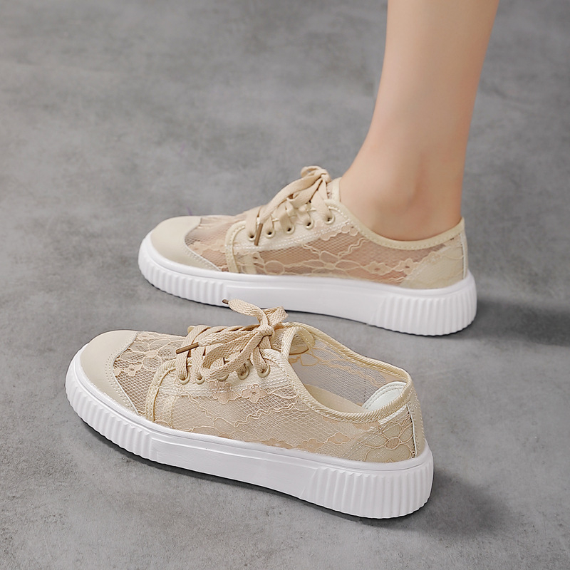 Hálós csipke üreges lélegző női cipők nyári hálós sportszandálok vékony lapos cipők fehér cipők hálós cipők