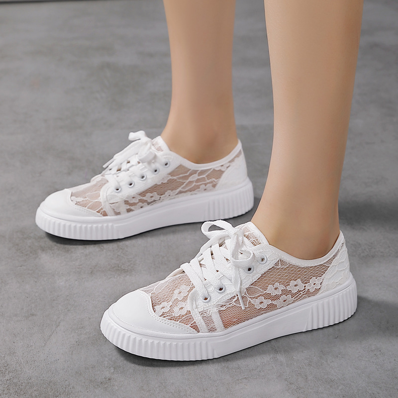 Hálós csipke üreges lélegző női cipők nyári hálós sportszandálok vékony lapos cipők fehér cipők hálós cipők