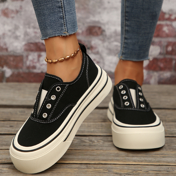 Νέα Slip-On Loafers για γυναίκες Άνοιξη/Καλοκαίρι 2025, Εξειδικευμένα, Ευέλικτα Παπούτσια από Καμβά με Χοντρή Σόλα που Αυξάνουν το Ύψος, Χονδρική Πώληση σε Casual Sneakers