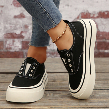 Νέα Slip-On Loafers για γυναίκες Άνοιξη/Καλοκαίρι 2025, Εξειδικευμένα, Ευέλικτα Παπούτσια από Καμβά με Χοντρή Σόλα που Αυξάνουν το Ύψος, Χονδρική Πώληση σε Casual Sneakers