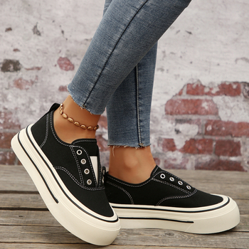 Νέα Slip-On Loafers για γυναίκες Άνοιξη/Καλοκαίρι 2025, Εξειδικευμένα, Ευέλικτα Παπούτσια από Καμβά με Χοντρή Σόλα που Αυξάνουν το Ύψος, Χονδρική Πώληση σε Casual Sneakers