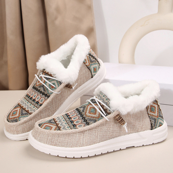 Külkereskedelem Európa és az Egyesült Államok gyapjú szájú, alacsony szárú pamut női cipők 2024 új plus size fűzős plus size meleg rövid alkalmi cipők